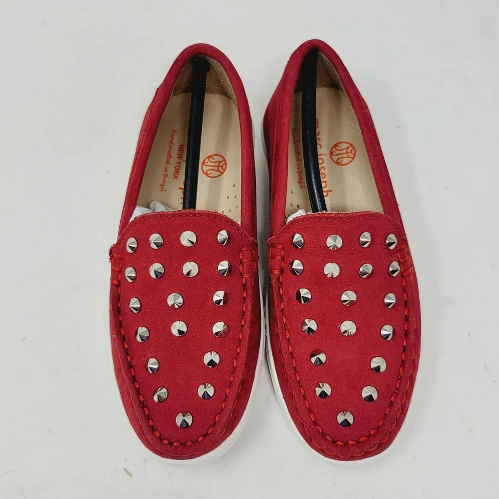 Marc Joseph Girls Loafers Size 11.5 M Red Louisville Slip On Studded New York